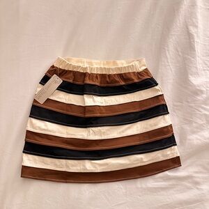 Anna Grace Brown, Black & Cream Striped Mini Skirt